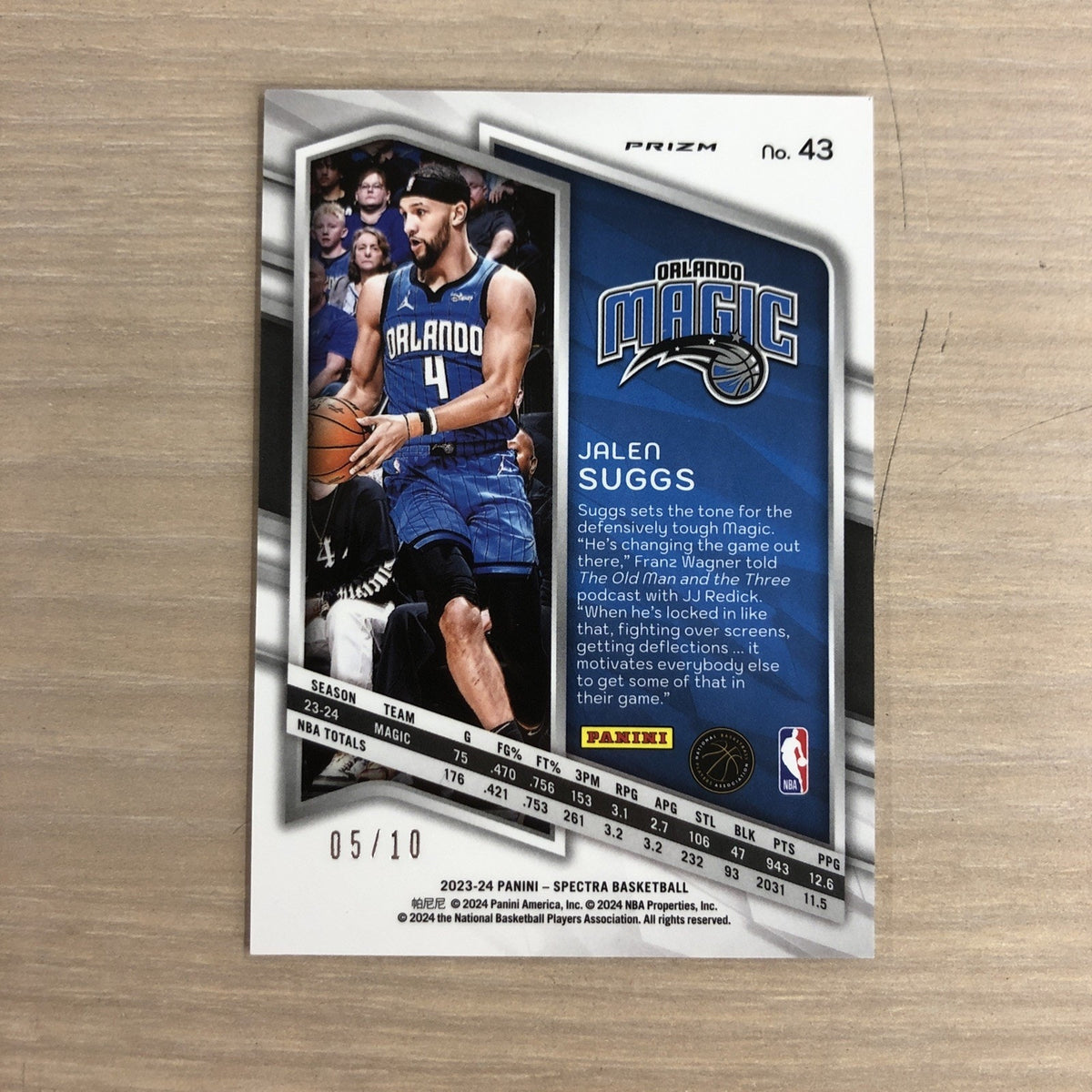 2023-24 Panini Spectra Basketball Jalen Suggs Gold Prizm /10