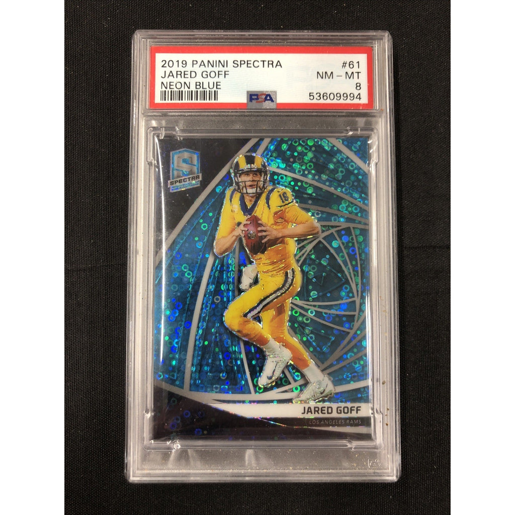 2019 Panini Spectra Jared Goff Neon Blue /60 PSA 8