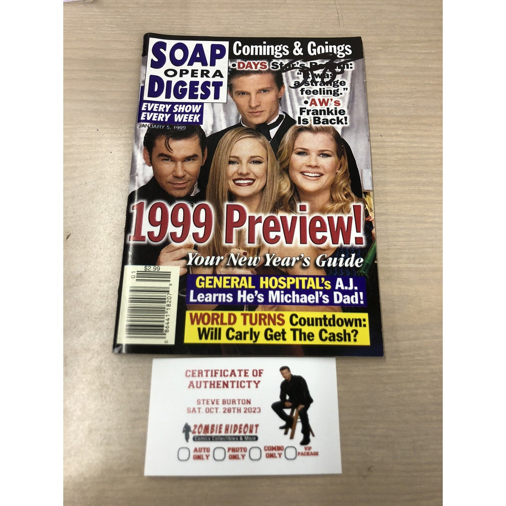 STEVE BURTON SIGNED SOAP OPERA DIGEST JANUARY 5, 1999 GENERAL HOSPITAL AUTO CoA