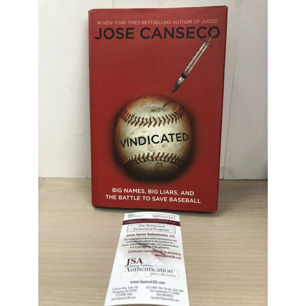 Jose Canseco VINDICATED Autographed Signed Book Baseball “Vindicated” JSA