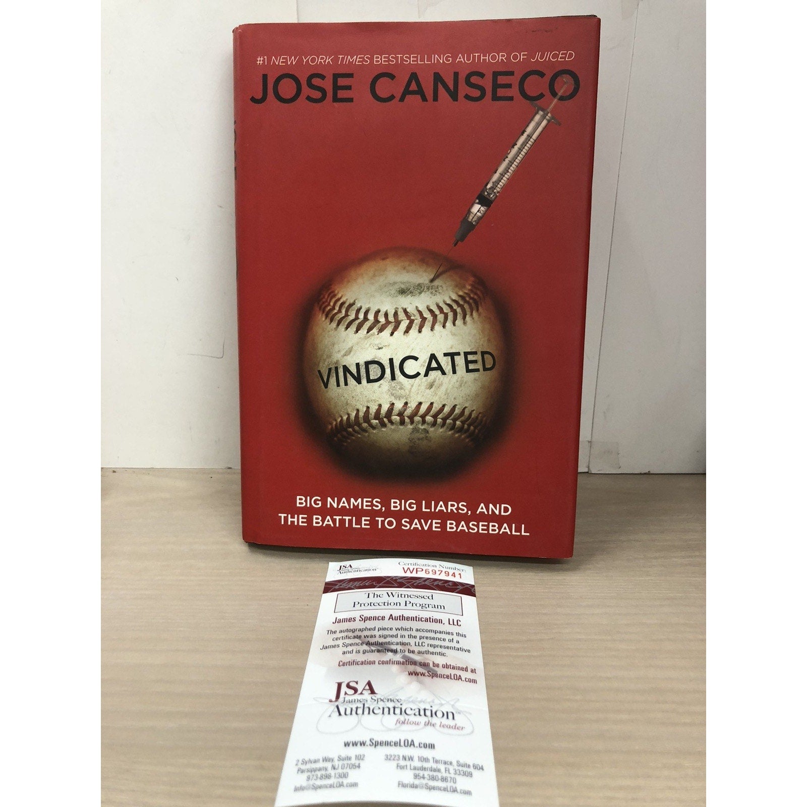 Jose Canseco VINDICATED Autographed Signed Book Baseball “Vindicated” JSA