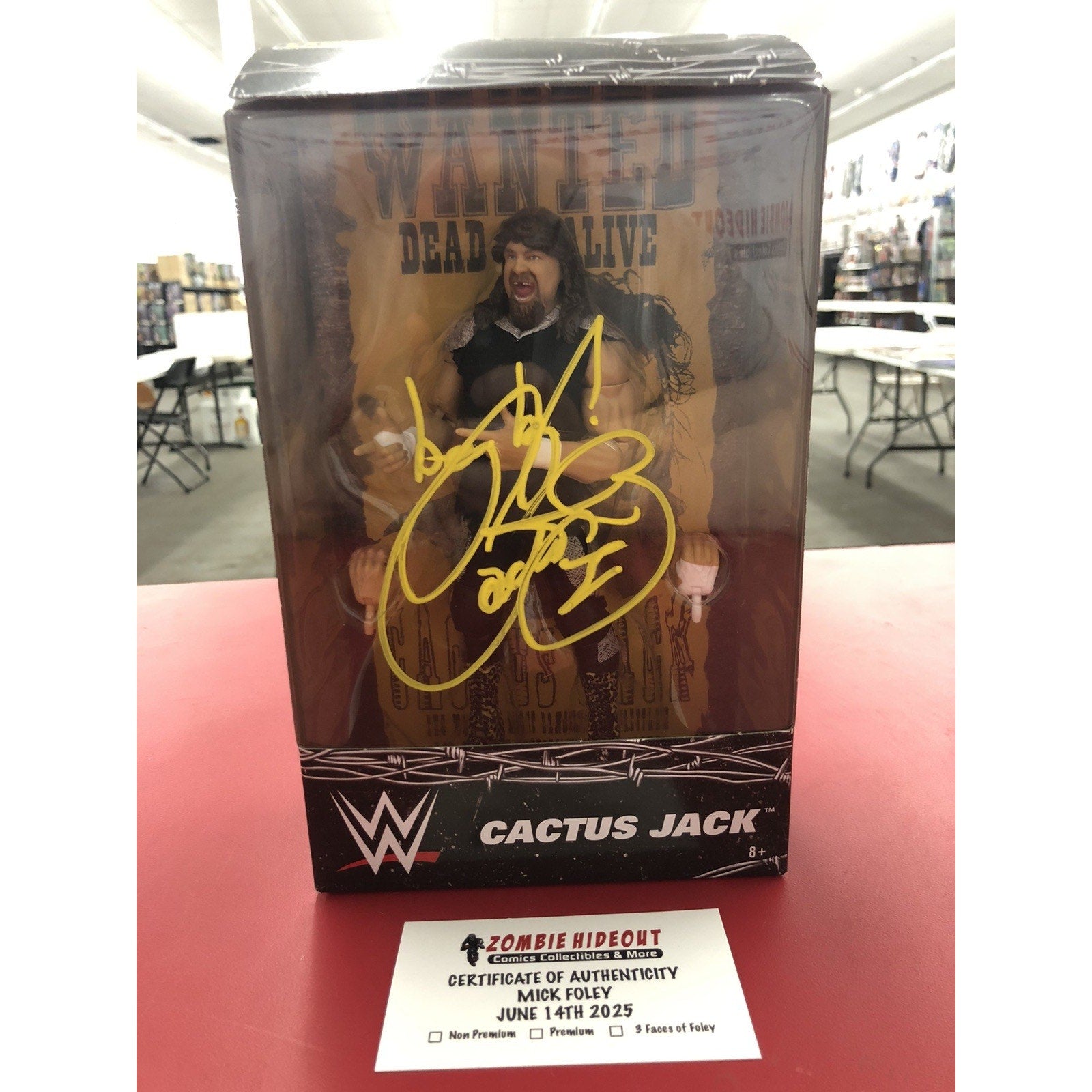 Cactus Jack (WCW) - WWE Elite SIGNED AUTO Mattel Mick Foley W/ Store CoA 3 Faces