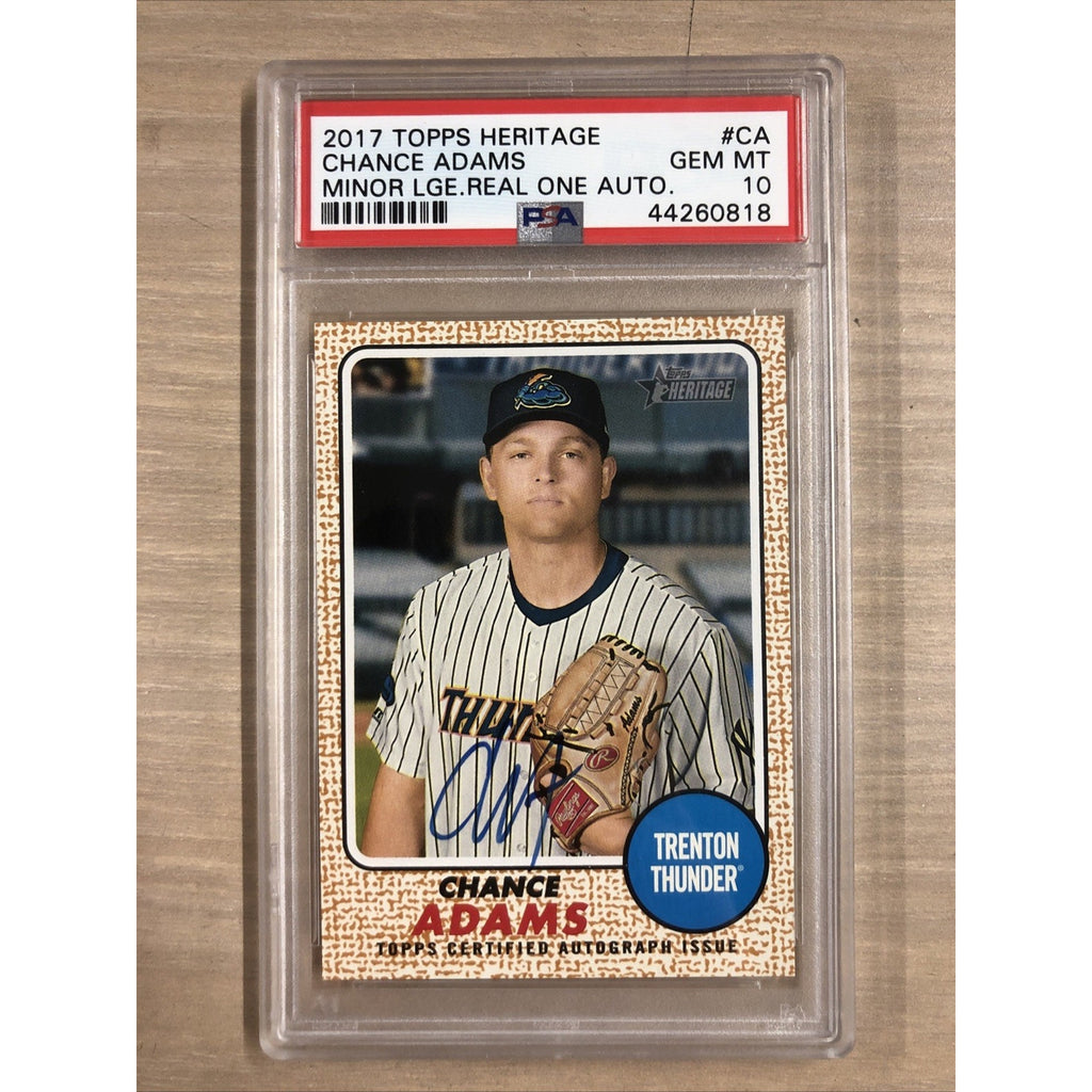 2017 Topps Heritage Minor League Real One Auto Chance Adams PSA 10