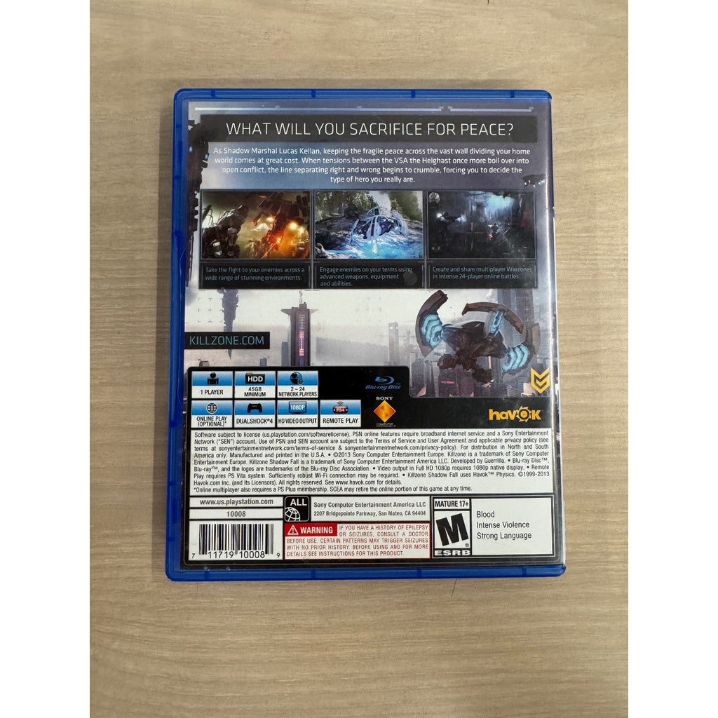 Killzone Shadow Fall PS4 PlayStation 4 Video Game FPS Multiplayer