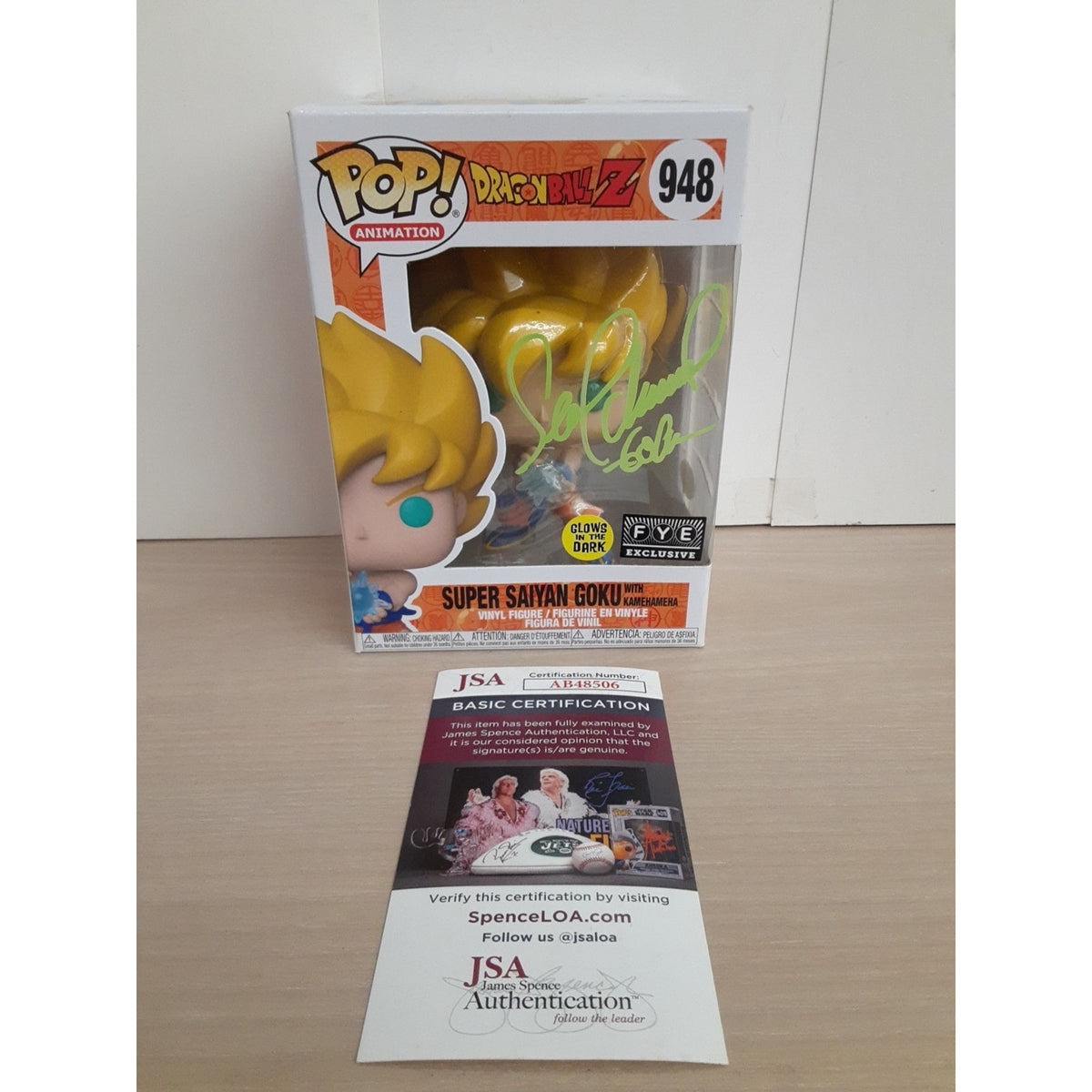 Pop! Super Saiyan Goku with Kamehameha Glow In The Dark Sean Schemmel Signed COA