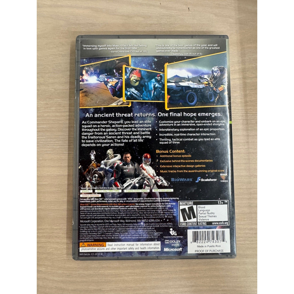 Mass Effect Platinum Hits Xbox 360 Video Game BioWare Action RPG NTSC