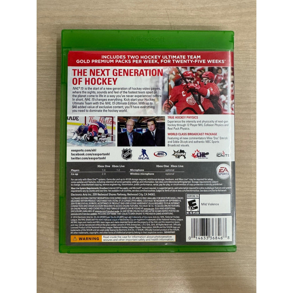 NHL 15 Ultimate Edition Xbox One Video Game Hockey Sports Multiplayer