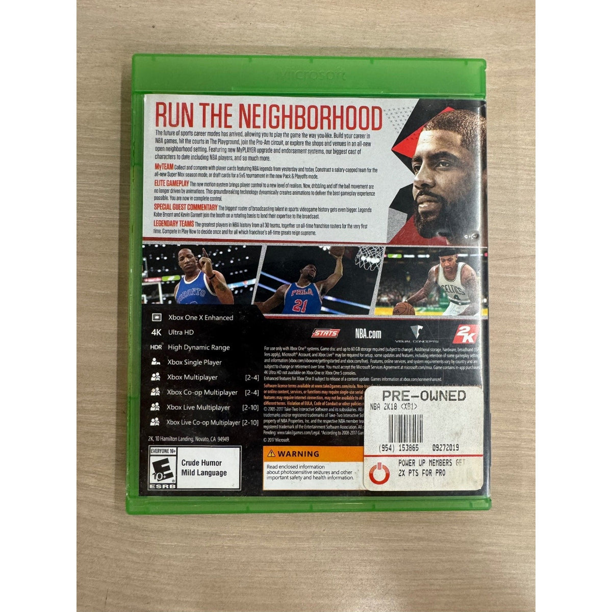 NBA 2K18 Xbox One Video Game Basketball Sports Multiplayer 4K HDR