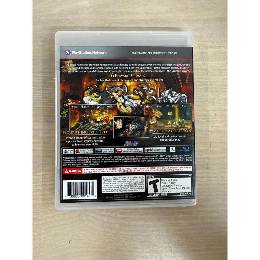 Dragon's Crown PS3 PlayStation 3 Video Game Atlus Beat 'em up RPG