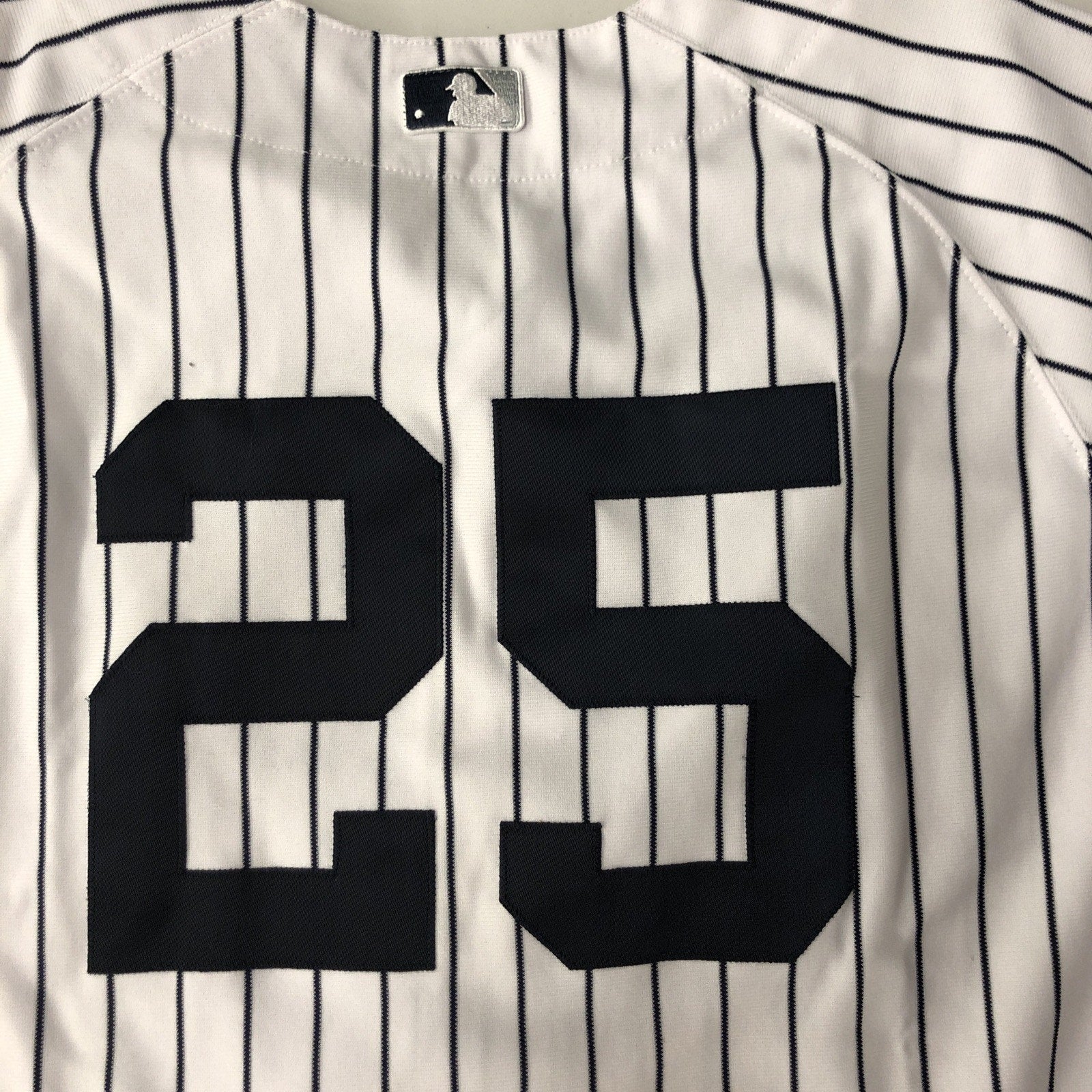 Mark Teixeira 2015 NY Yankees Game Issued Jersey Steiner COA Yogi Berra Patch 48