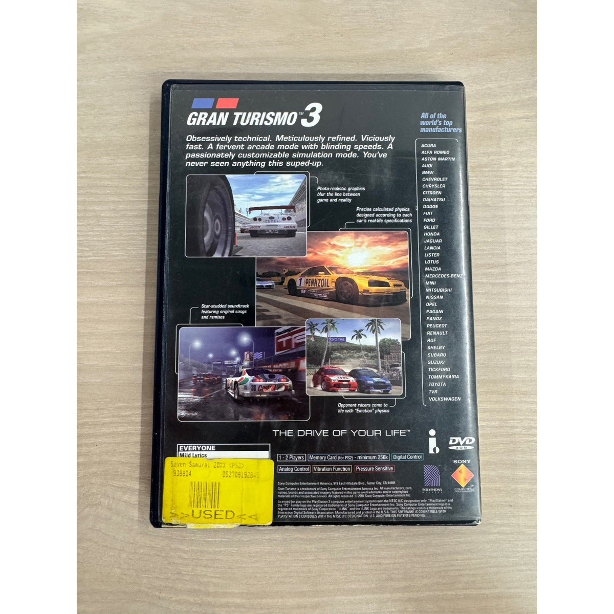 Gran Turismo 3 A-spec PlayStation 2 PS2 Racing Simulation Video Game
