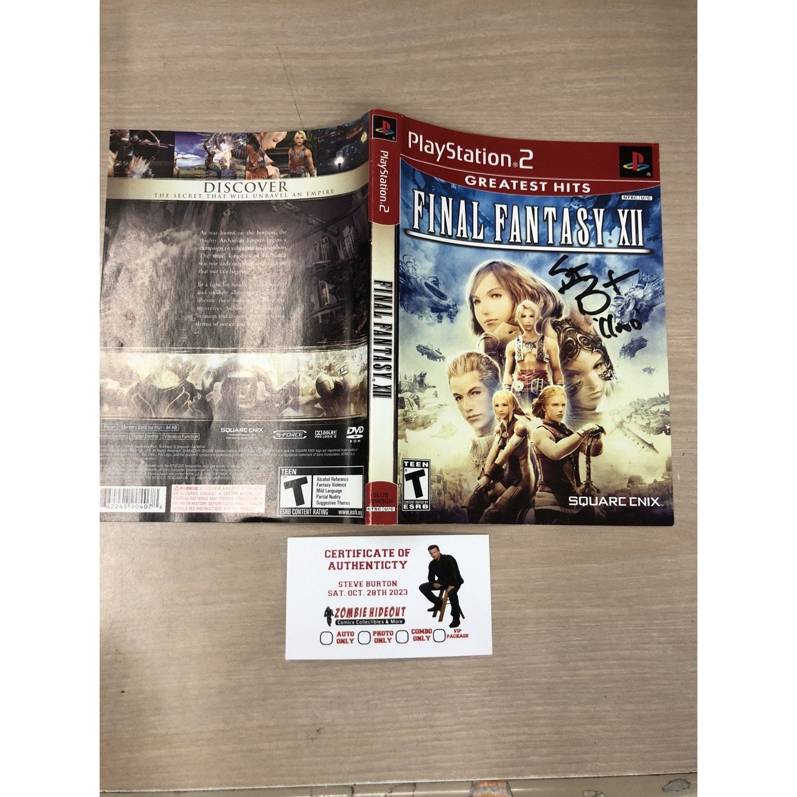 STEVE BURTON SIGNED AUTO “Cloud” Final Fantasy 12 XII PS2 Cover Insert Store CoA