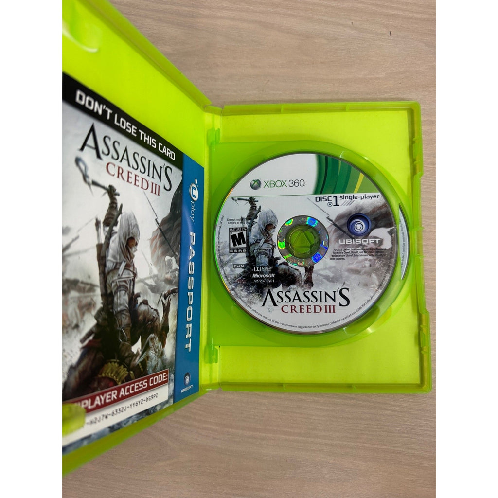Assassin's Creed III Xbox 360 Video Game Multiplayer Uplay Passport NTSC