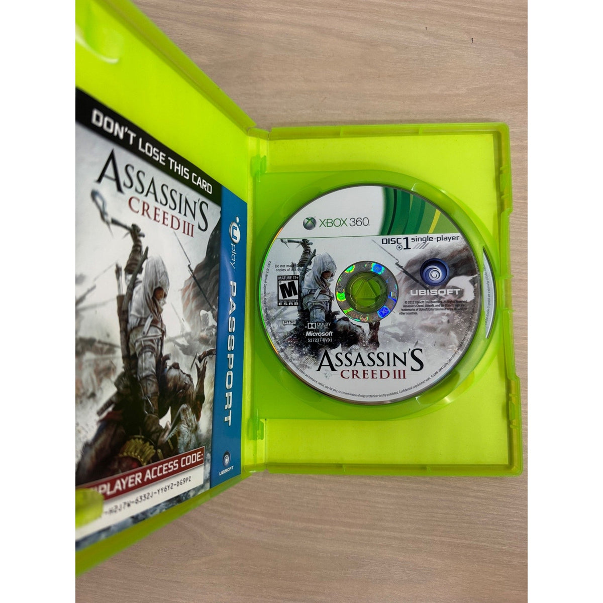Assassin's Creed III Xbox 360 Video Game Multiplayer Uplay Passport NTSC