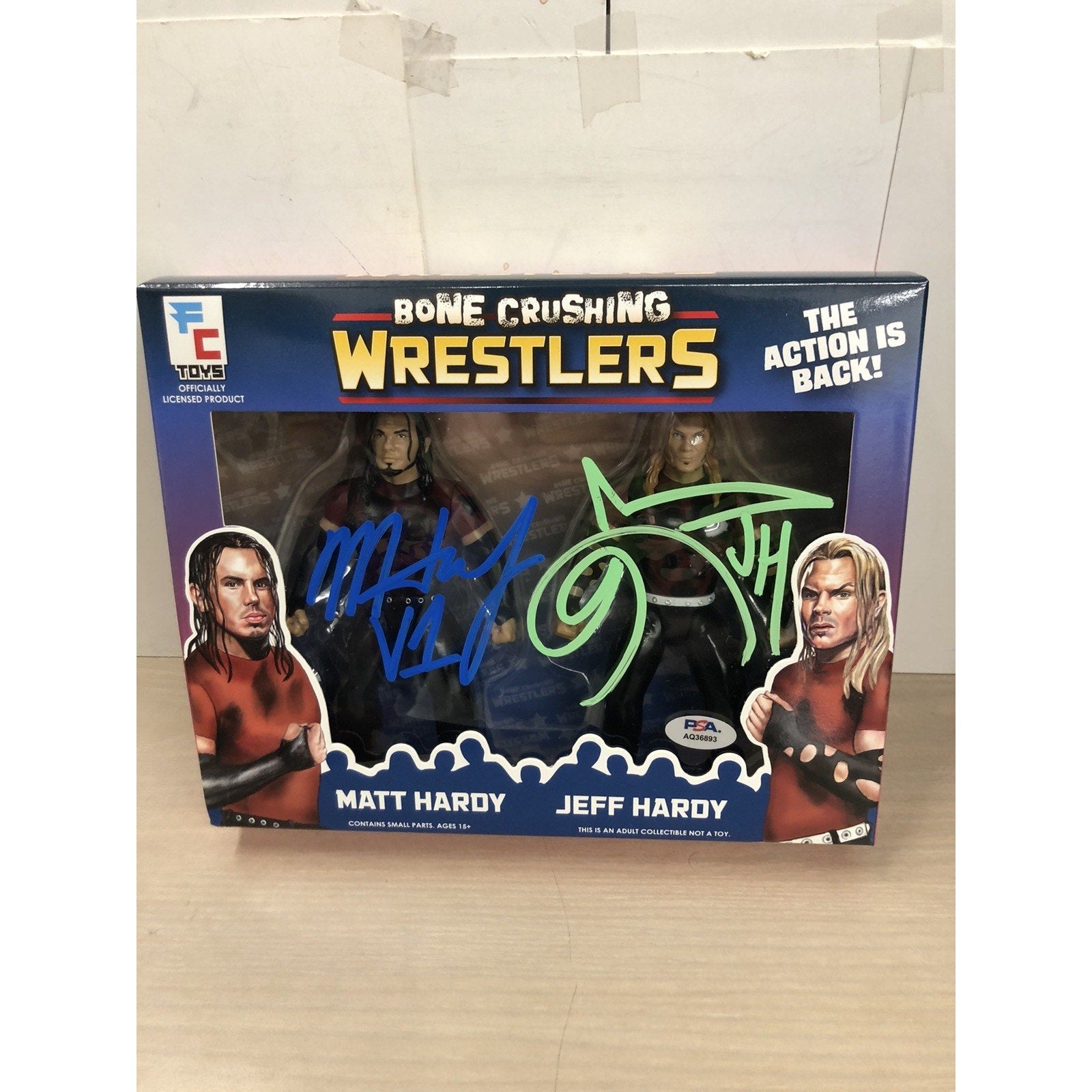 FC Toys Wrestling Bone Crushing Signed Matt Jeff Hardy Figures Red PSA COA