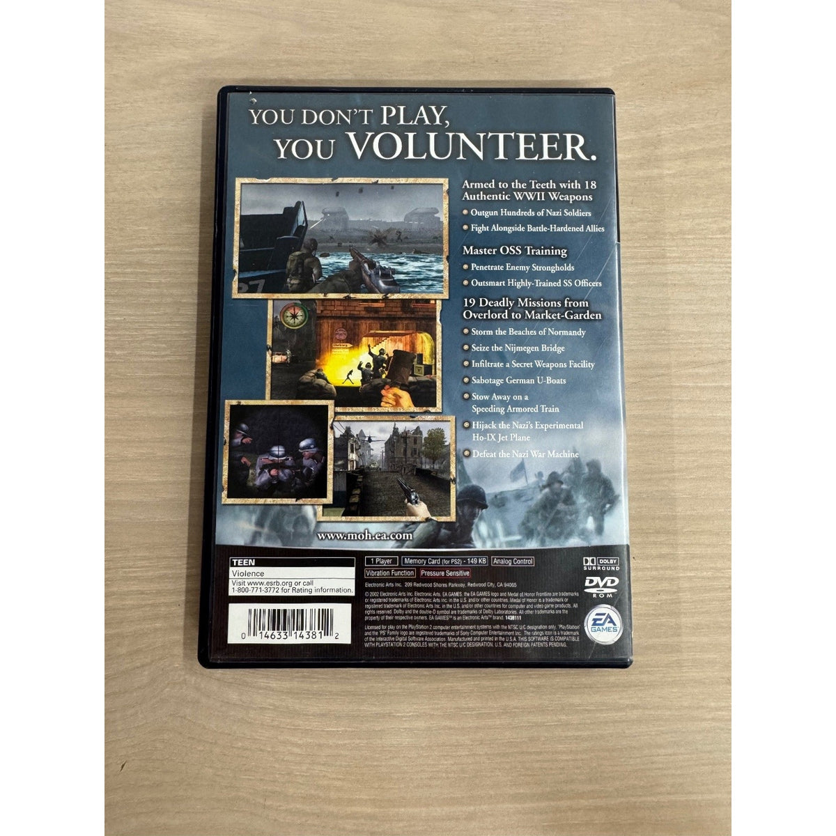 Medal of Honor Frontline PlayStation 2 PS2 Video Game WWII FPS