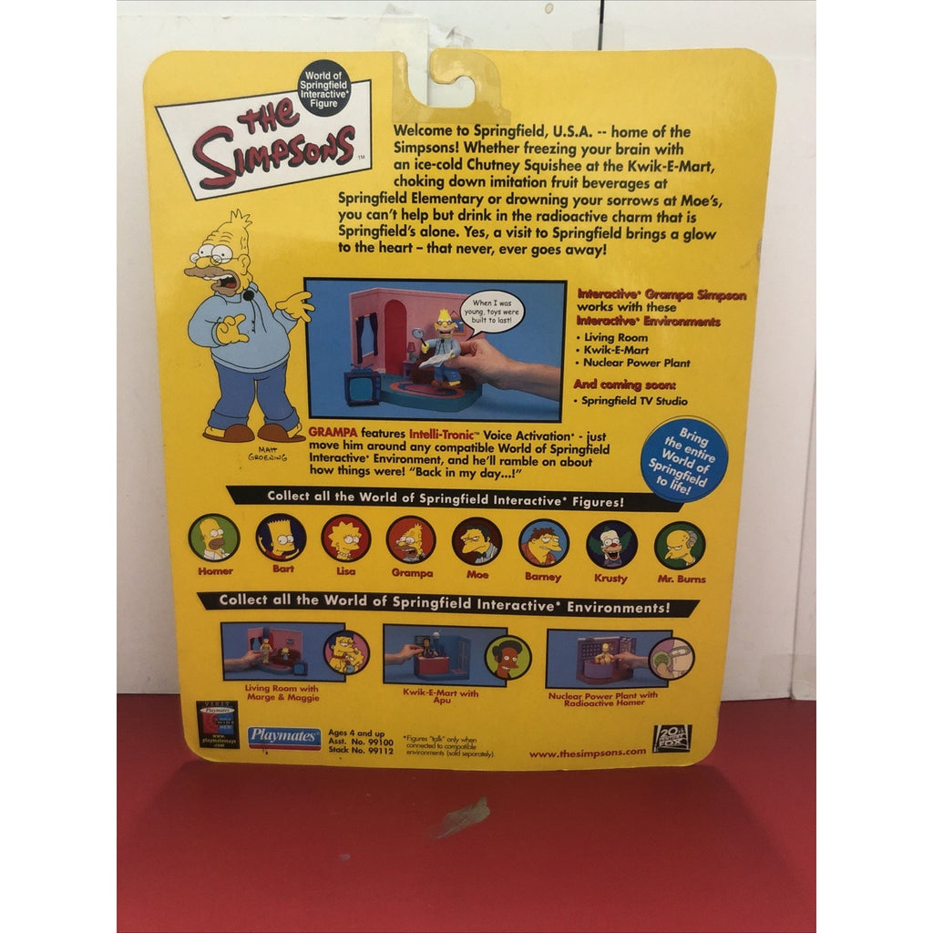 The Simpsons Grampa Simpson Series 1 Interactive Action Figure Toy NEW NIB
