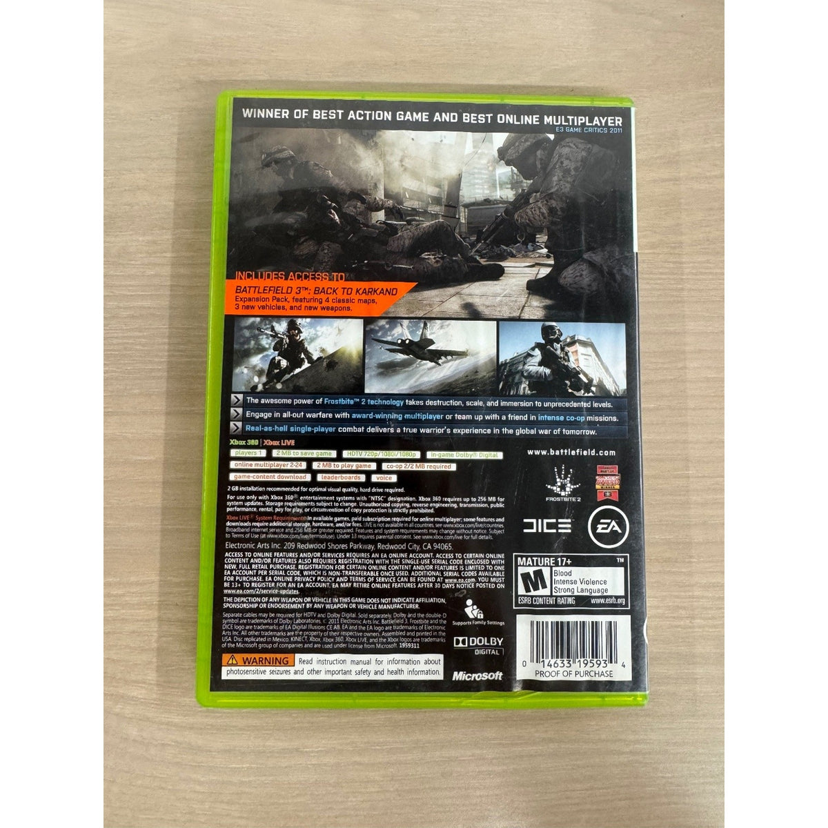 Battlefield 3 Limited Edition Xbox 360 Video Game FPS Multiplayer Karkand