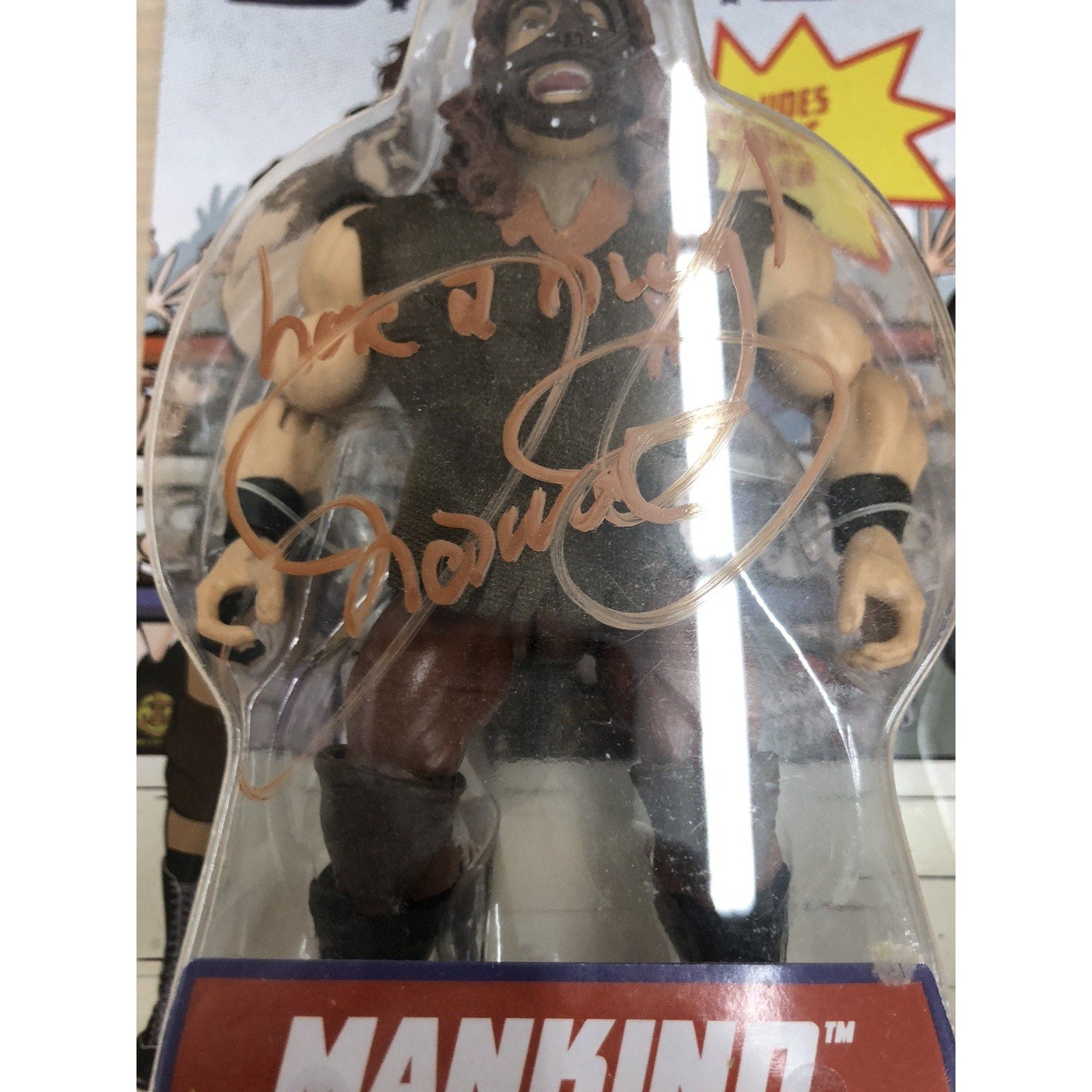 WWE MICK FOLEY Signed Mattel Mankind Superstar Figure AUTOGRAPH W/ STORE COA