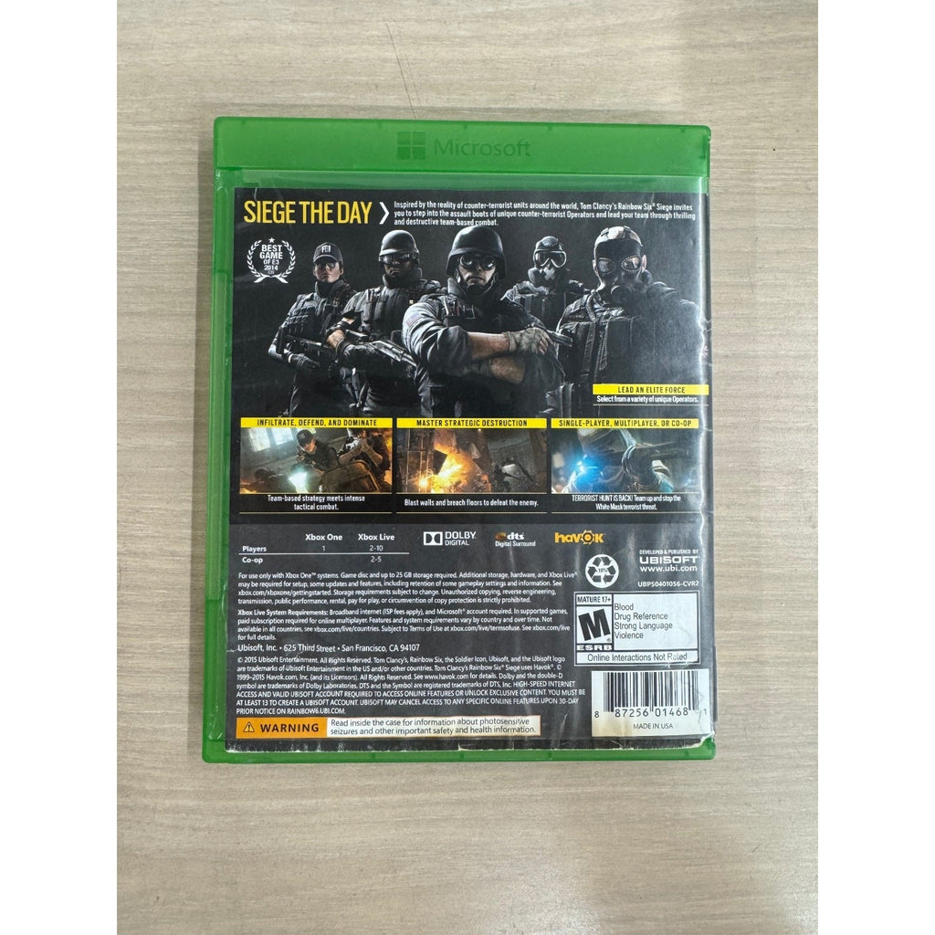 Tom Clancy's Rainbow Six Siege Xbox One Video Game Multiplayer Tactical