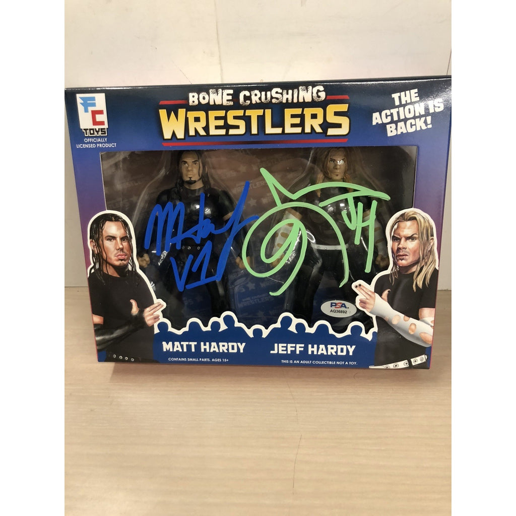 FC Toys Bone Crushing Wrestlers Matt Jeff Hardy Figures BCA Lot 1/500 Signed PSA