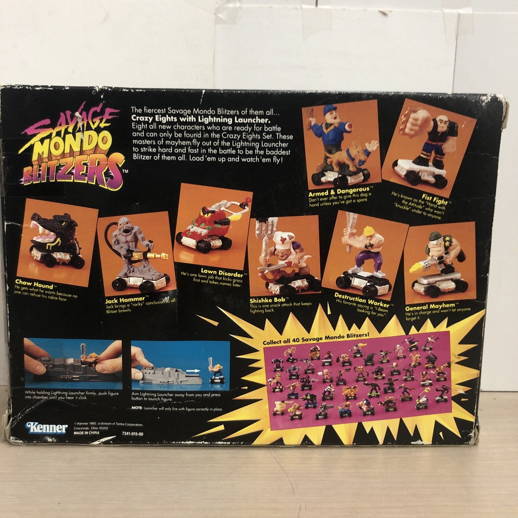 1992 Kenner Crazy Eights Savage Mondo Blitzers With Lighting Launcher Box