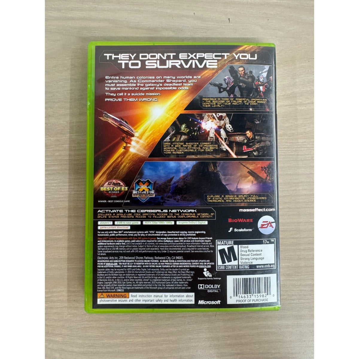 Mass Effect 2 Xbox 360 Video Game Action RPG Sci-Fi NTSC