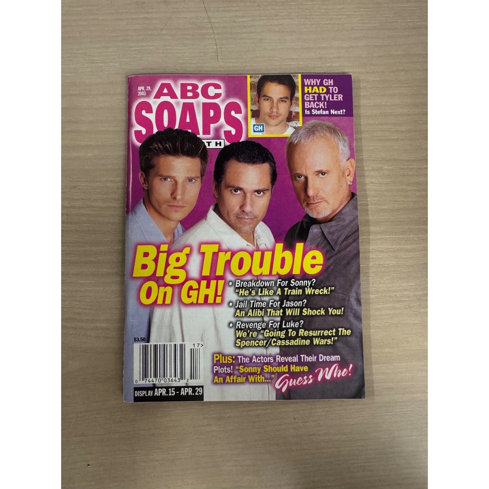 ABC Soaps In Depth Magazine April 2003 GH Big Trouble Sonny Jason Luke Bauer