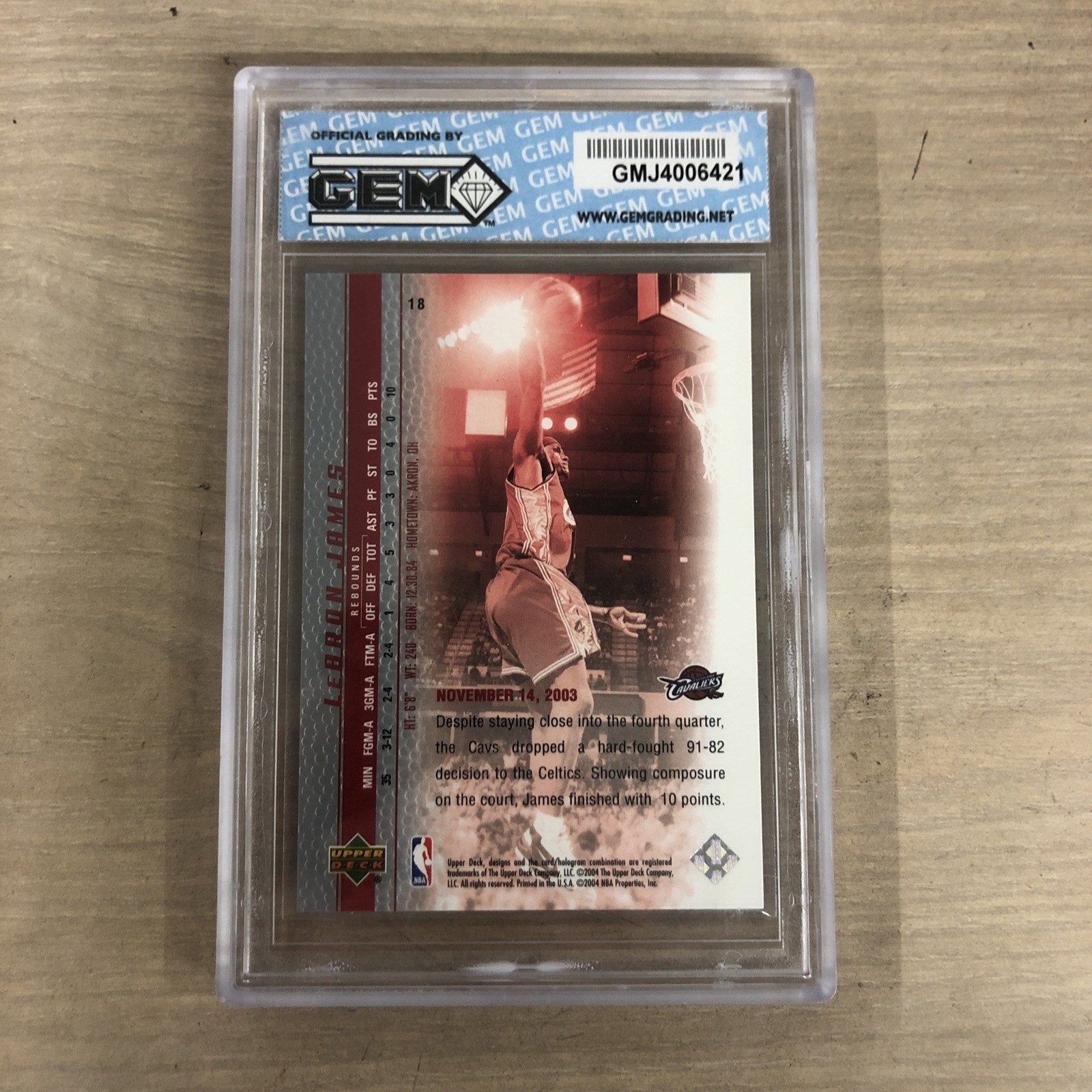 LeBron James 2003-2004 Upper Deck PB Rookie #18 GEM 10