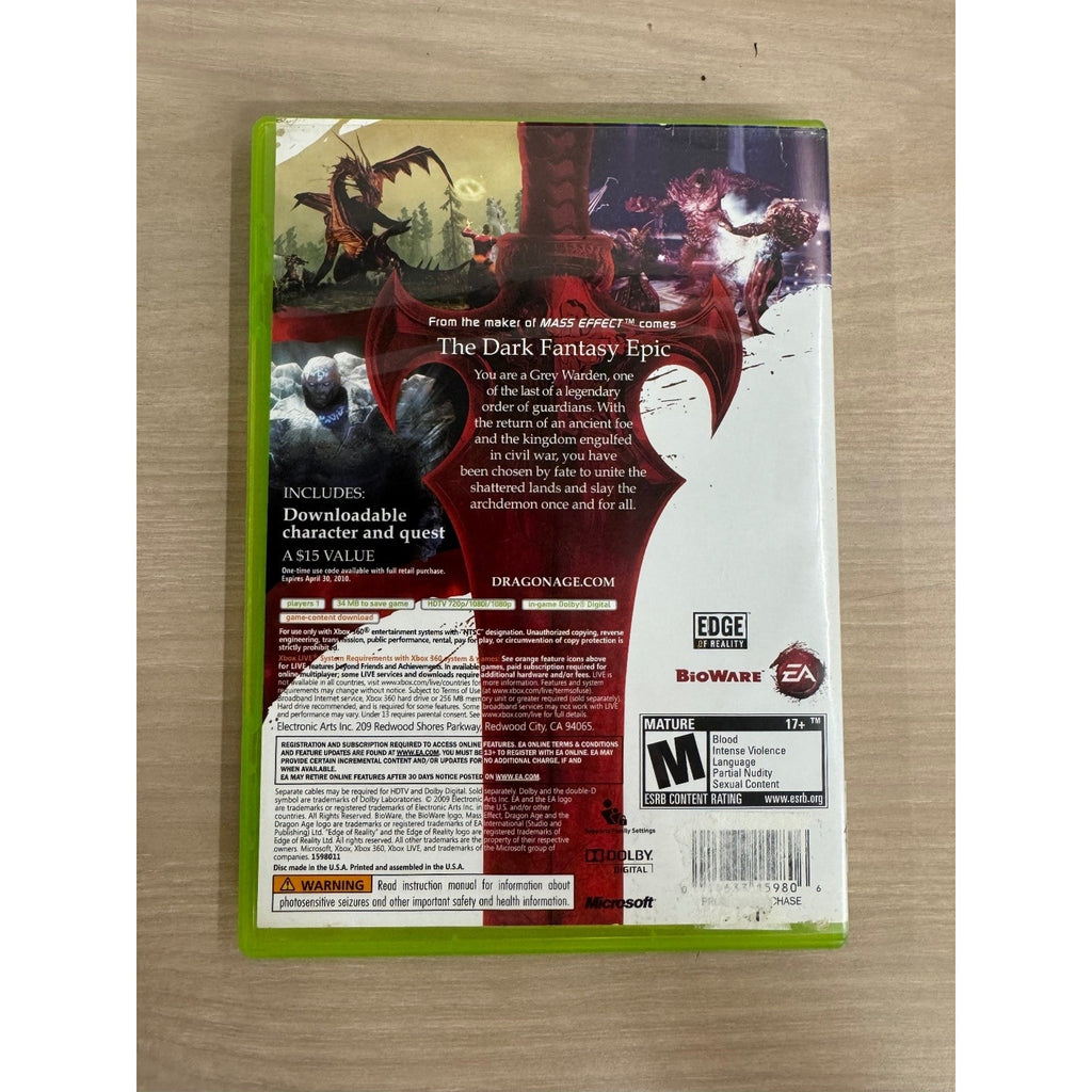 Dragon Age Origins Xbox 360 Video Game RPG BioWare Fantasy NTSC