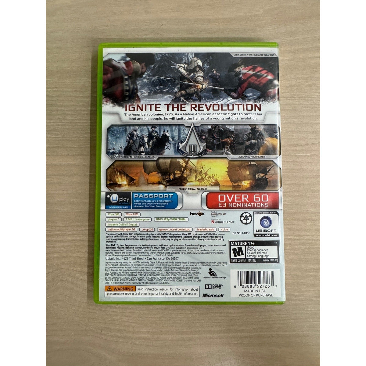 Assassin's Creed III Xbox 360 Video Game Action Adventure Multiplayer
