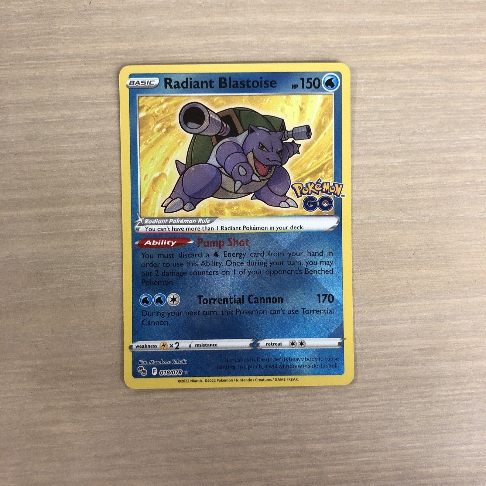 Radiant Blastoise 018/078 Pokémon GO Holo