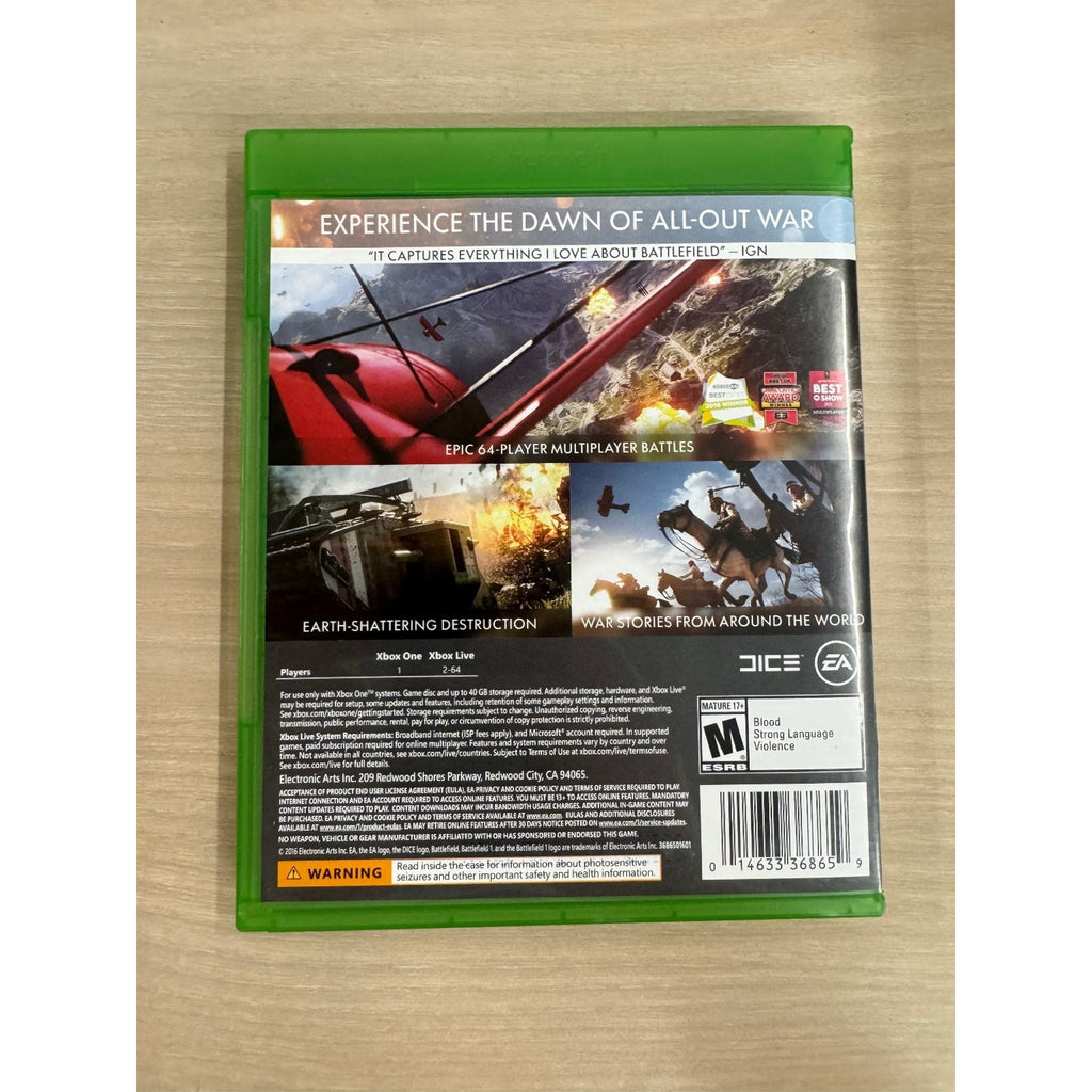 Battlefield 1 Standard Edition Xbox One Video Game FPS Multiplayer