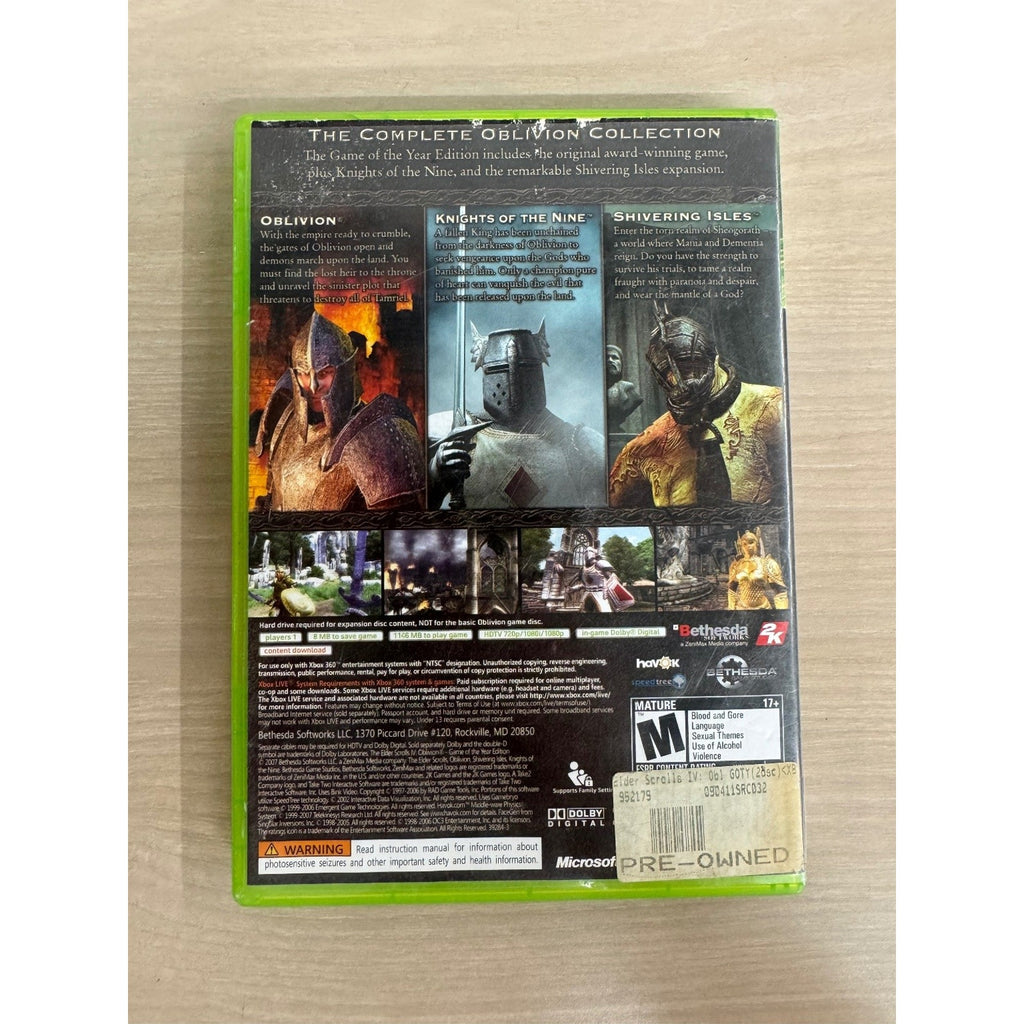 The Elder Scrolls IV: Oblivion Game of the Year Edition Xbox 360 Video Game RPG