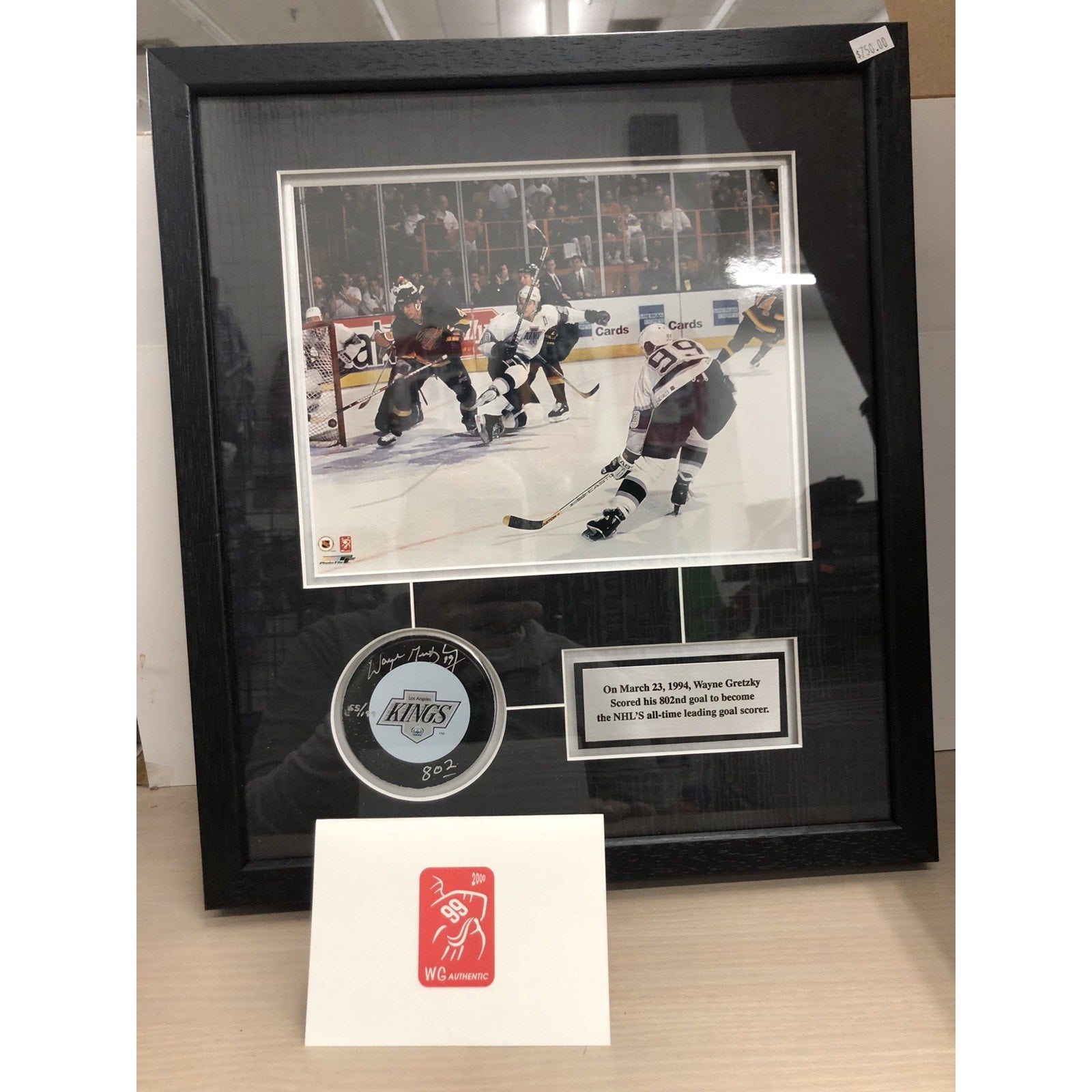 Signed Puck In A Shadow Box With Photo Wayne Gretzky