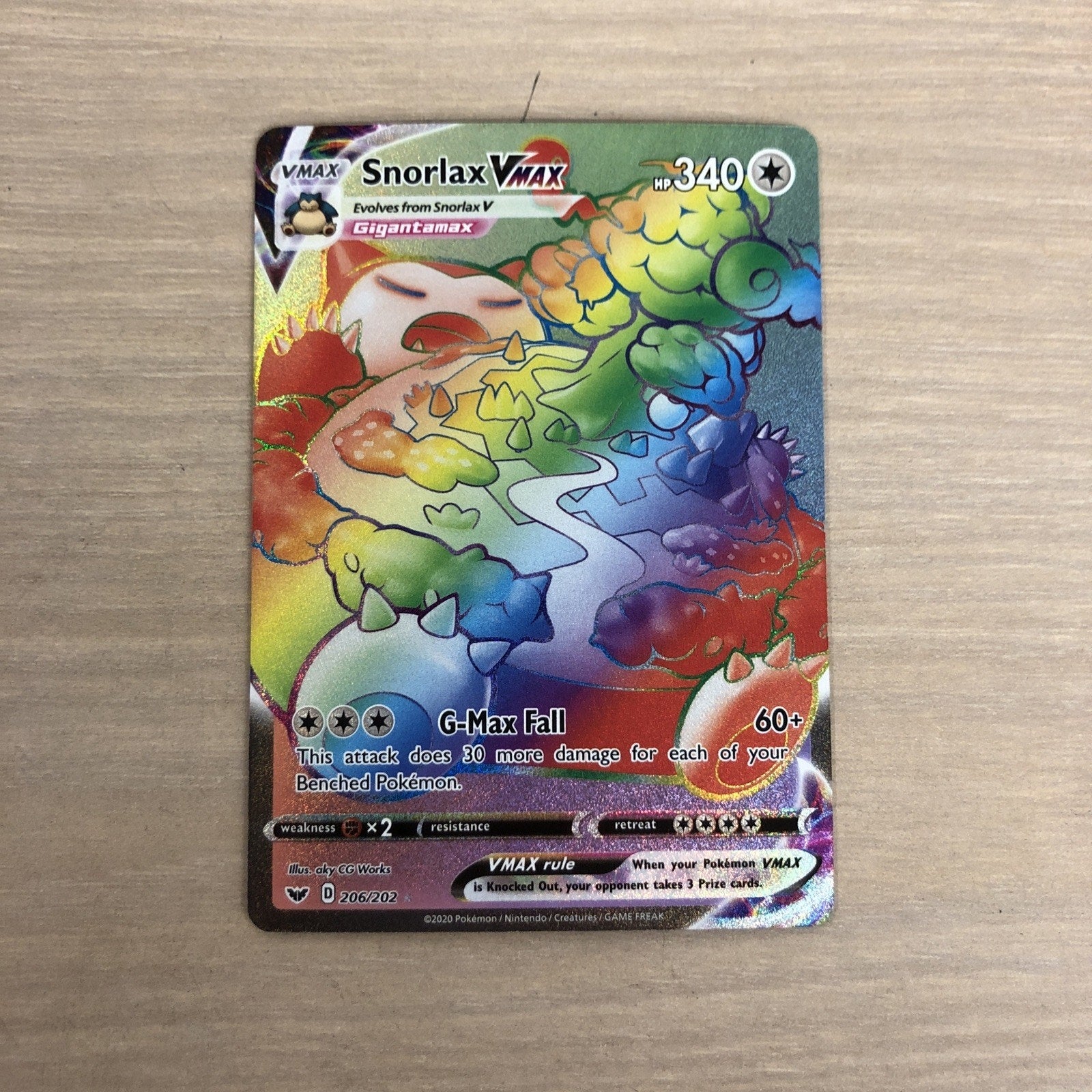Snorlax VMAX (Secret) 206/202 Swsh01: Sword & Shield Holo