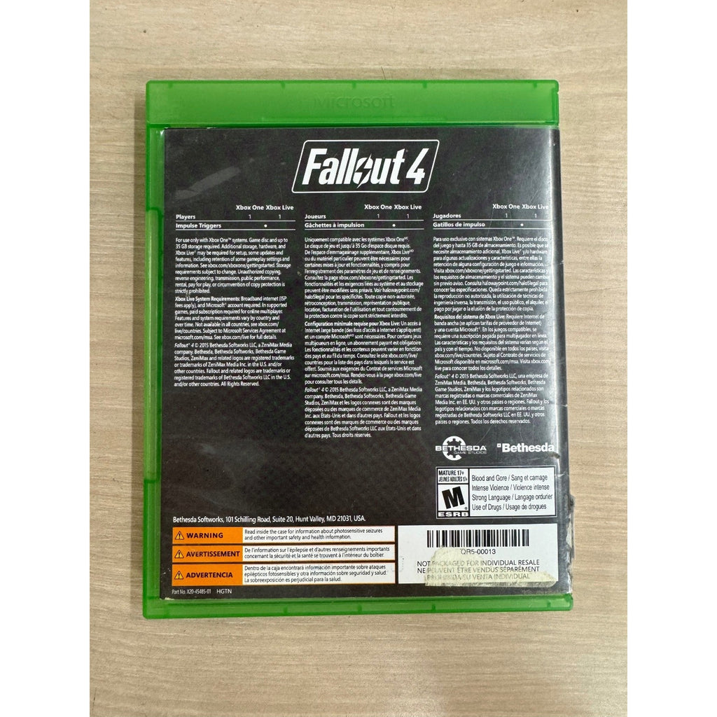 Fallout 4 Xbox One Video Game Bethesda Post-Apocalyptic RPG Single Player