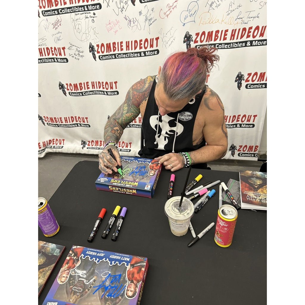 FC Toys Bone Crushing Wrestlers Matt Jeff Hardy Figures BCA Lot 1/500 Signed PSA
