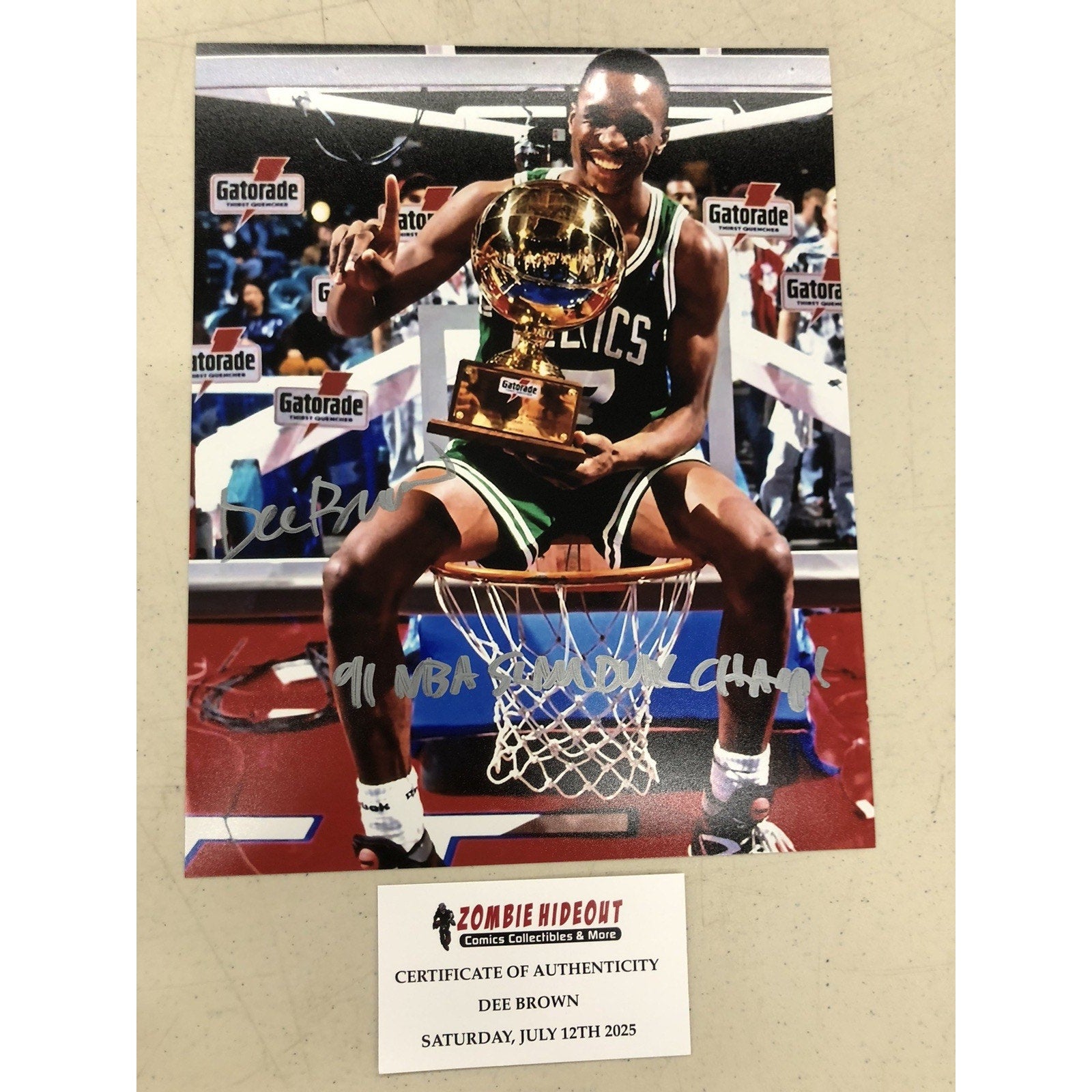 Dee Brown Signed 8x10 Autograph 91 Slam Dunk Champ Boston Celtics W/ Store CoA