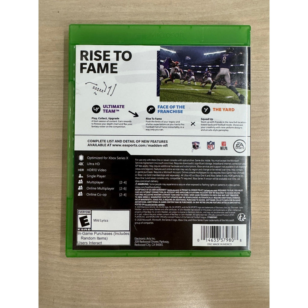 Madden NFL 21 Xbox One Xbox Series X Video Game Dual Entitlement
