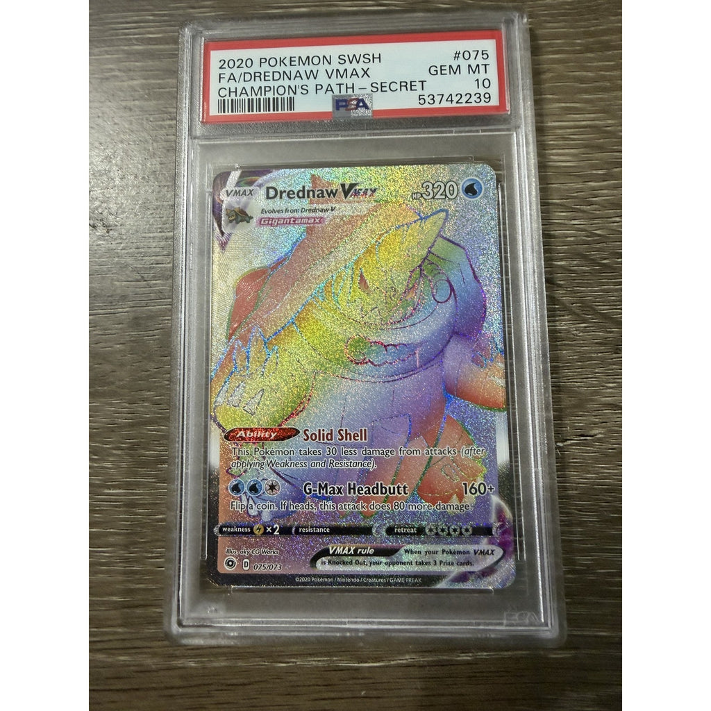 2020 Pokemon SWSH Champion's Path Drednaw VMAX Rainbow Secret Rare 075/073 PSA