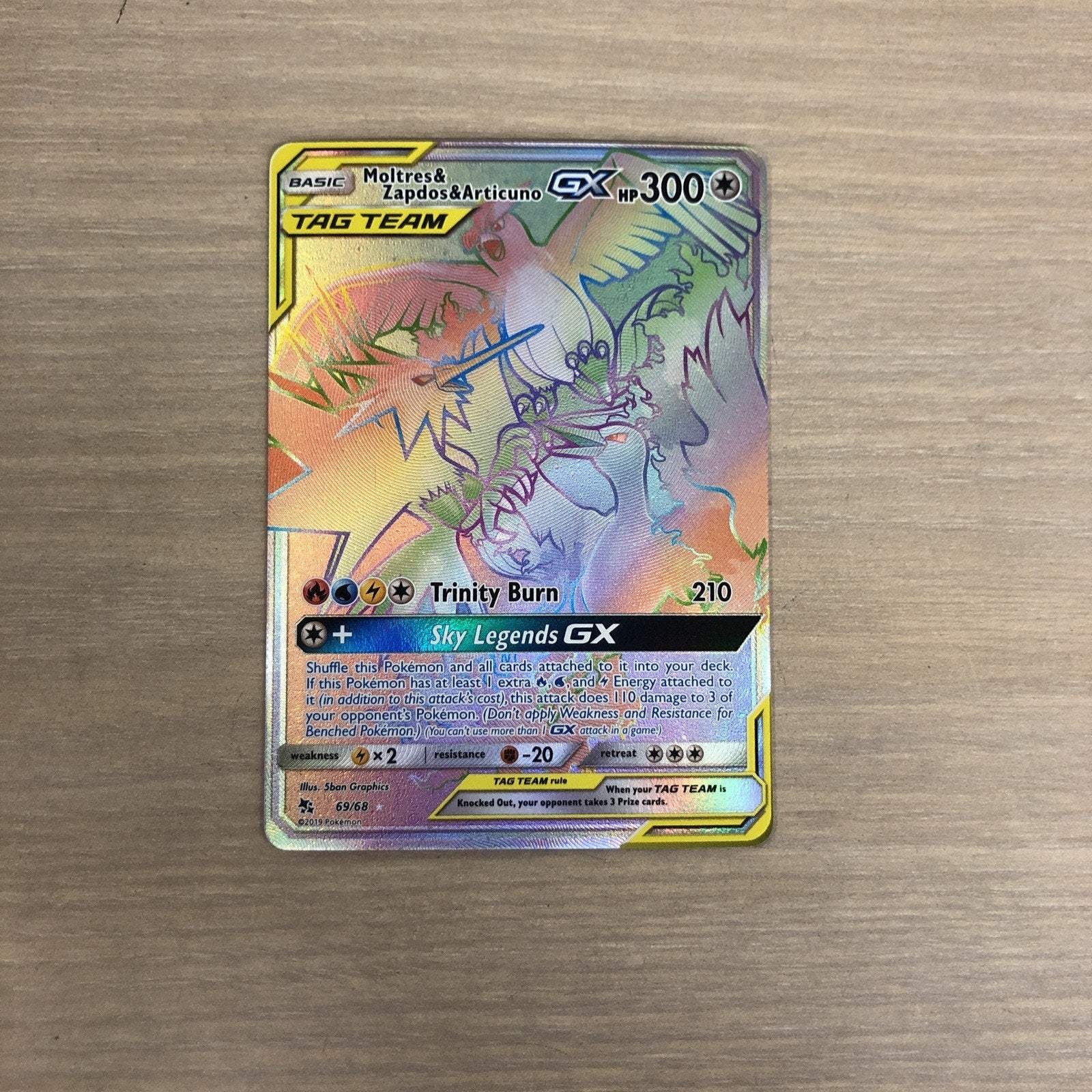 Moltres & Zapdos & Articuno GX (Secret) 69/68 Hidden Fates Holo