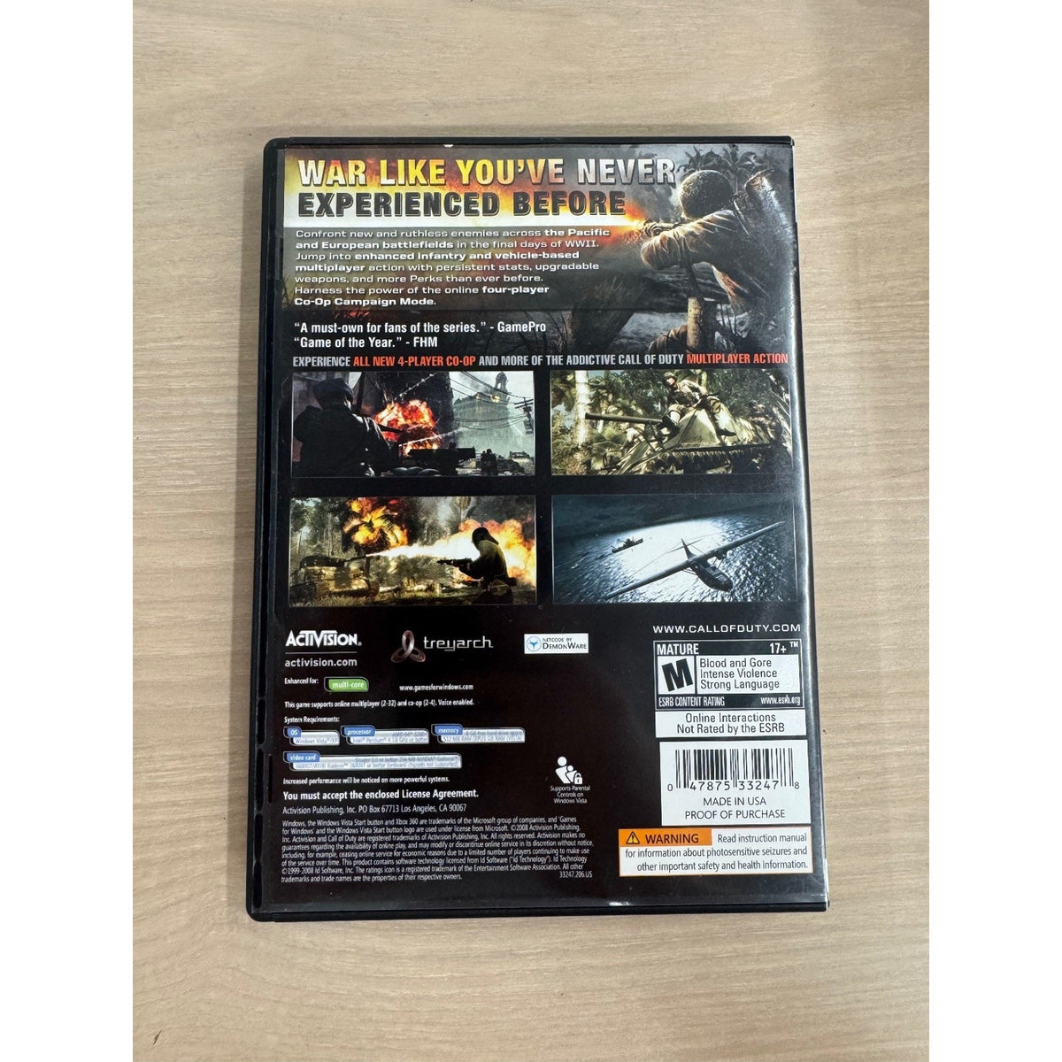 Call of Duty World at War PC Video Game Multiplayer Co-op FPS