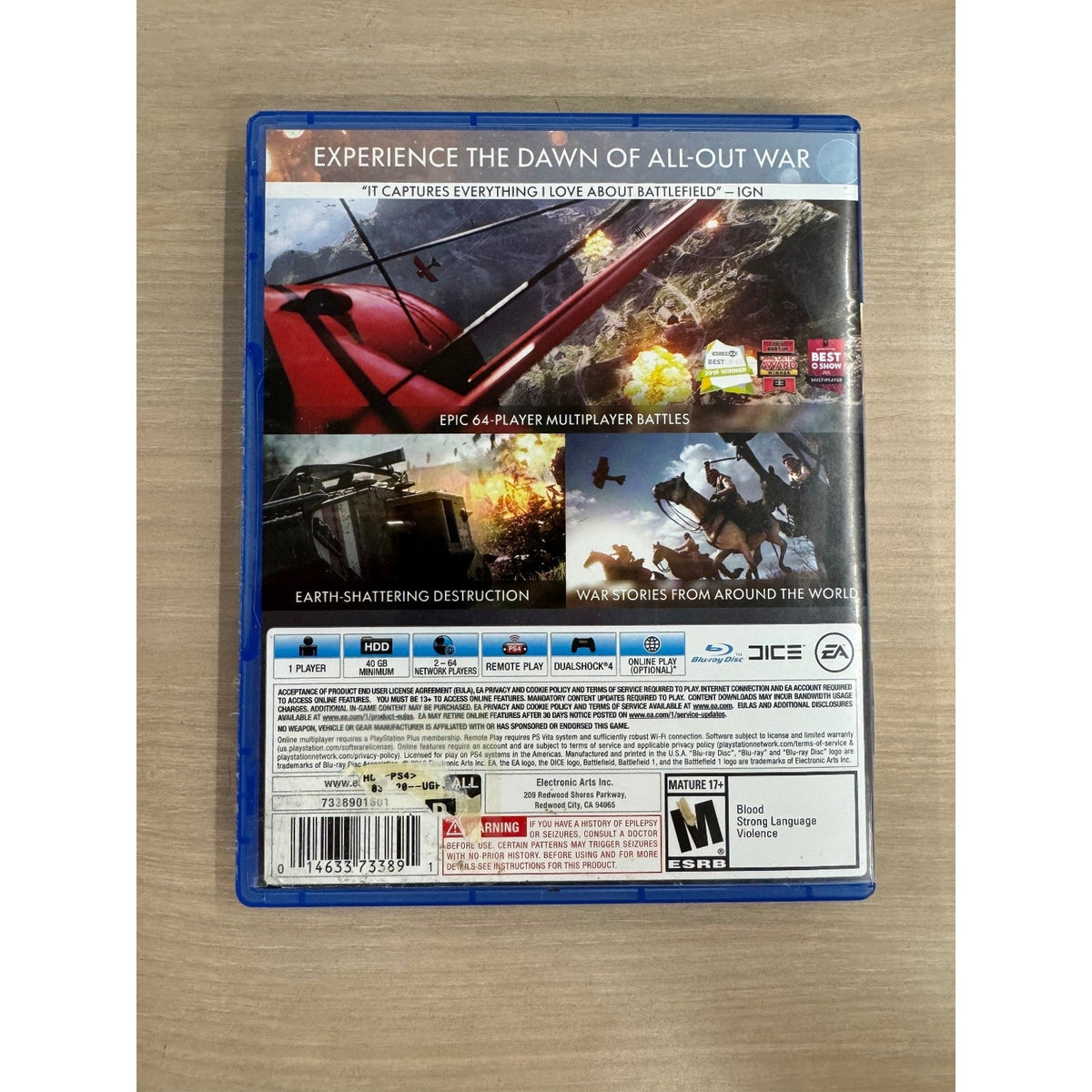 Battlefield 1 PS4 Video Game Multiplayer First-Person Shooter Action FPS