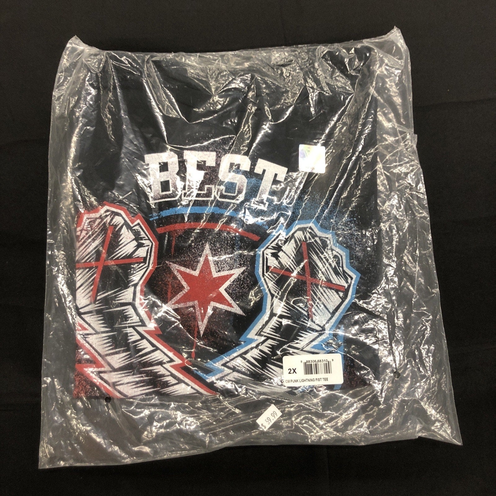 CM Punk Best In The World Fists WWE Black T-Shirt 2XL