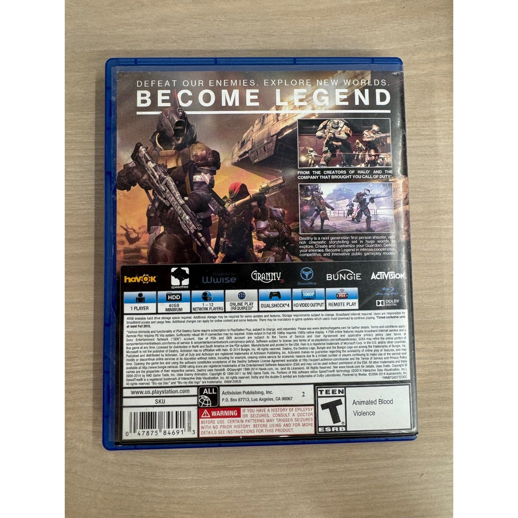 Destiny PS4 PlayStation 4 Video Game FPS Sci-Fi Action Multiplayer