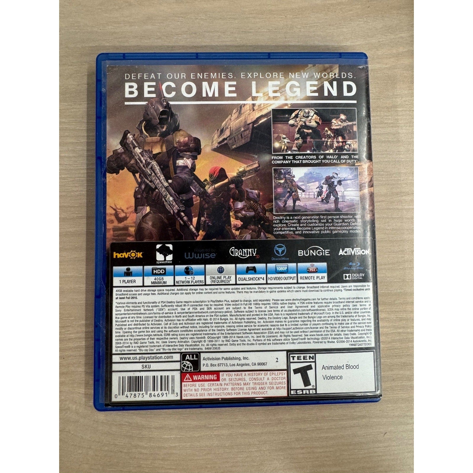 Destiny PS4 PlayStation 4 Video Game FPS Sci-Fi Action Multiplayer