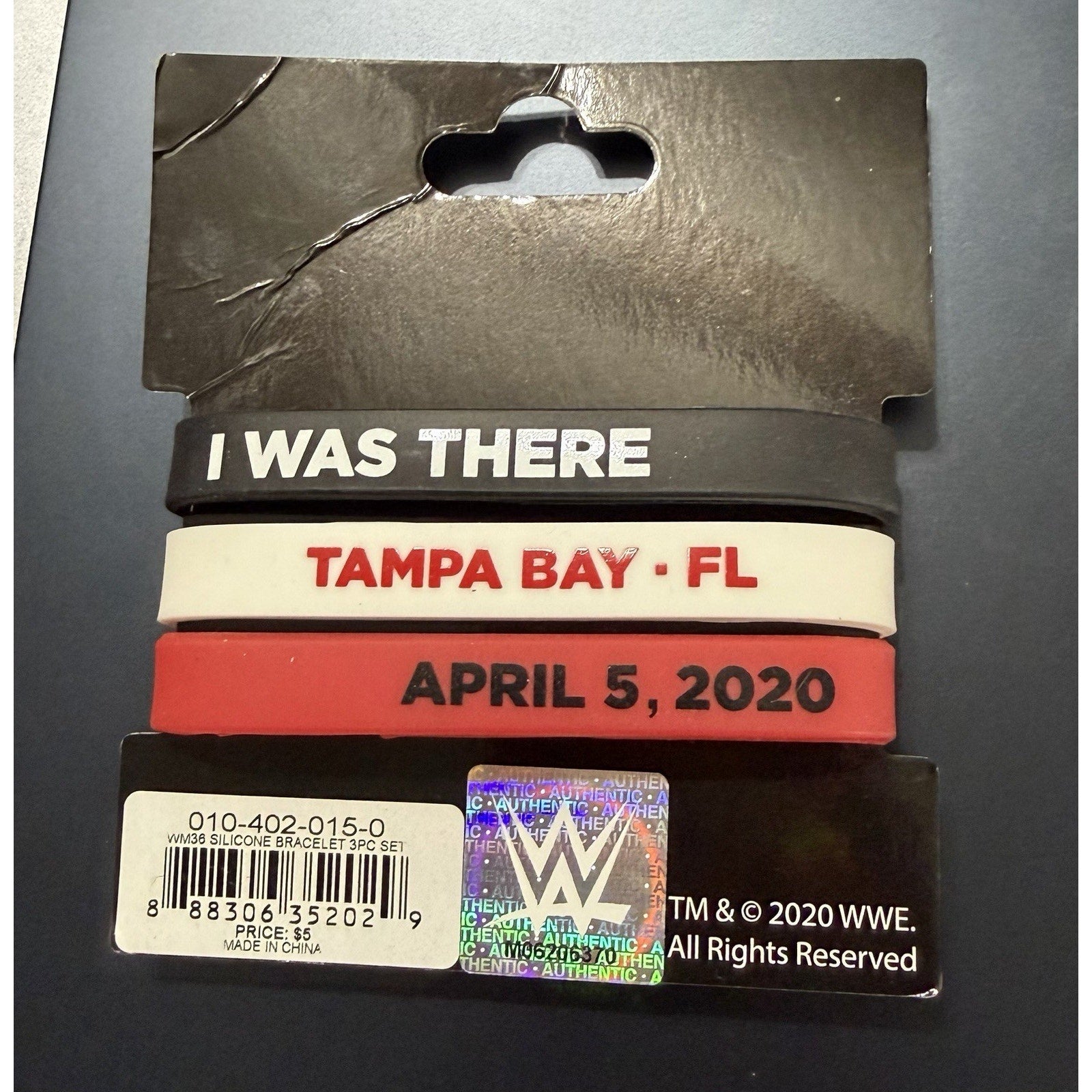 WWE WrestleMania 36 WM36 Tampa Bay Silicone Wristband Set I Was There 2020