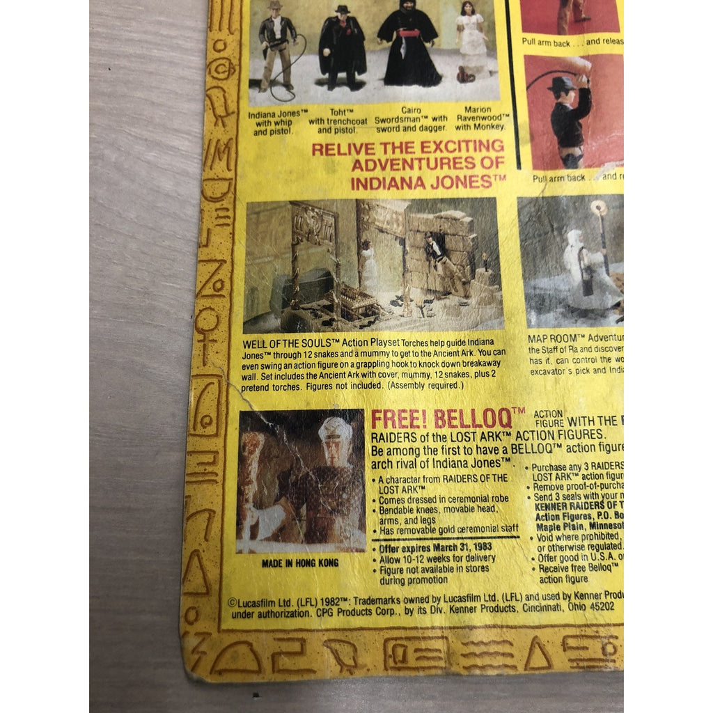 1982 Kenner Indiana Jones ROTLA Indiana Jones Action Figure 4 Back Card See Pics