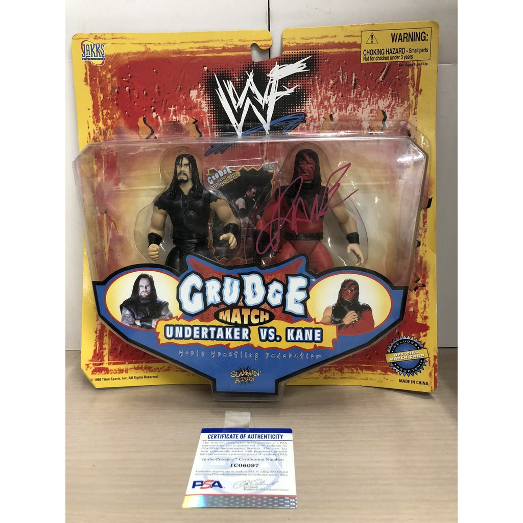 WWE JAKKS pacific Grudge Match Undertaker vs Kane SIGNED AUTOGRAPH 2 Pk PSA COA